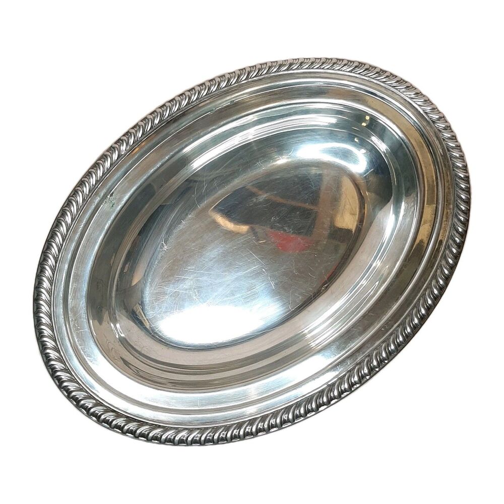 Vintage Rogers Silver Plate Oval Dish 12 X 9 Inch Serving Dish